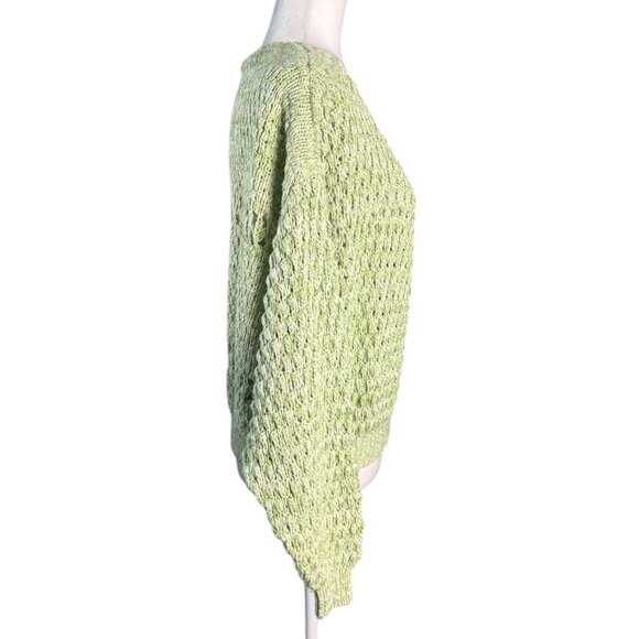 Free People Sweater Coconut V-Neck Green Kiwi Cream Combo Boho Women's Size S - Picture 6 of 8